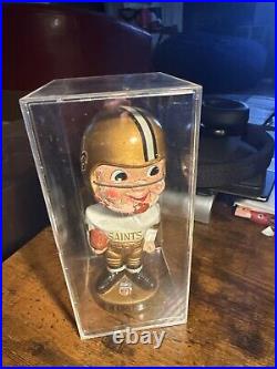 Vtg 1960's NFL New Orleans Saints Player #00 Gold Base Bobblehead 1967 Nodder