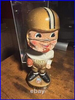 Vtg 1960's NFL New Orleans Saints Player #00 Gold Base Bobblehead 1967 Nodder