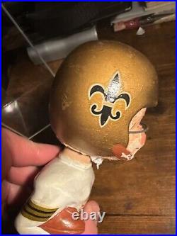 Vtg 1960's NFL New Orleans Saints Player #00 Gold Base Bobblehead 1967 Nodder