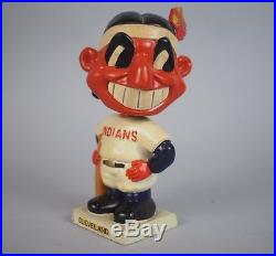 Vtg 1961 Cleveland Indians White Square Base Bobbin Head Bobble Head Nodder Doll