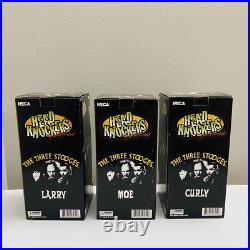 Vtg 2003 Larry Moe Curly 3 Stooges Football Bobblehead Nodder Head Knockers Neca