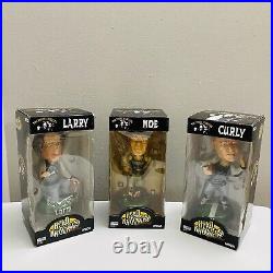 Vtg 2003 Larry Moe Curly 3 Stooges Football Bobblehead Nodder Head Knockers Neca