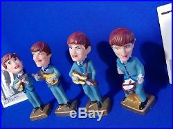 Vtg BEATLES LOT 4 BOBBLEHEADS MUSIC SET CAKE TOPPERS with 40 TRADING CARDS