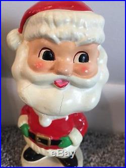 Vtg Bobblehead Santa Nodder Ceramic Japan Original Box Sleigh Christmas Kitsch