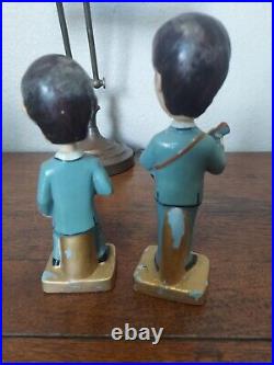 Vtg Car Mascots 1964 The Beatles Ringo & Paul Ceramic Bobblehead Free Shipping