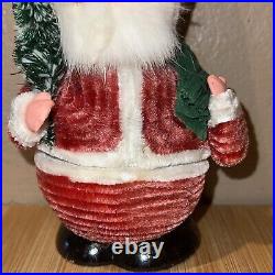 Vtg Christmas Paper Mache Bobble Head Santa Claus Candy Container Germany 8