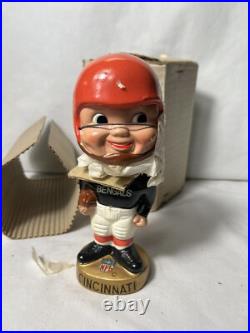 Vtg Cincinnati Bengals bobble head original box60s gold base Nos
