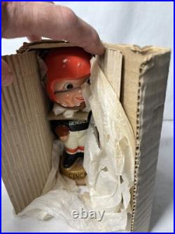 Vtg Cincinnati Bengals bobble head original box60s gold base Nos