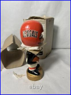 Vtg Cincinnati Bengals bobble head original box60s gold base Nos