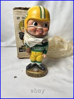 Vtg Green Bay Packers sports specialties bobble head original box gold base