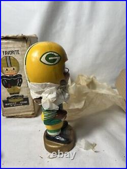 Vtg Green Bay Packers sports specialties bobble head original box gold base