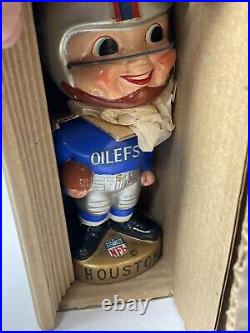 Vtg Houston Oilers sports specialties bobble head original box 60s Gold Base