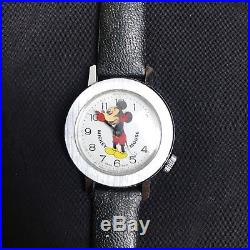 Vtg Mickey Mouse Wrist Watch Head Movement Rare Bobble Head Swiss Made Wind Up