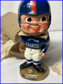 Vtg New York Giants bobble head in original box 60s Nos