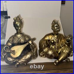 Vtg Nodder Bobblehead Gold Tone Asian lady Strumming Musical Mandolin And Man Vtg Nodder Bobblehead Gold Tone Asian lady Strumming Musical Mandolin And Man