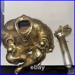 Vtg Nodder Bobblehead Gold Tone Asian lady Strumming Musical Mandolin And Man Vtg Nodder Bobblehead Gold Tone Asian lady Strumming Musical Mandolin And Man