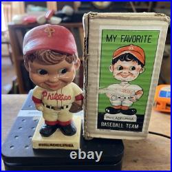 Vtg Philadelphia Phillies 1960's Bobblehead Nodder Original Box