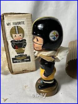 Vtg Pittsburgh Steelers sports specialties bobble head original box gold base Vtg Pittsburgh Steelers sports specialties bobble head original box gold base