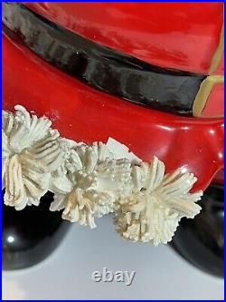 Vtg Shenandoah Ceramic Santa Claus Bobble Head Nodder Planter with Spaghetti Trim