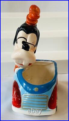 Vtg Walt Disney Productions Goofy Bobblehead In Car Enesco Japan Planter 7 Tall