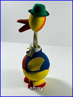 Vtg West Germany Easter Bobblehead Duck Candy Container NICE