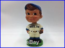 White Sox Bobblehead Nodder Vintage 1962 Green Base Dimples Brown Hair Blue Eyes